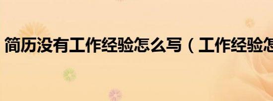 简历没有工作经验怎么写（工作经验怎么写）