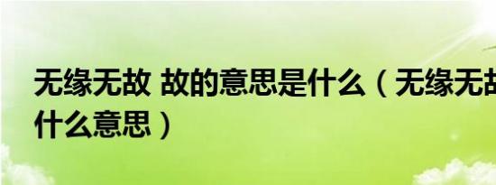 无缘无故 故的意思是什么（无缘无故的故是什么意思）