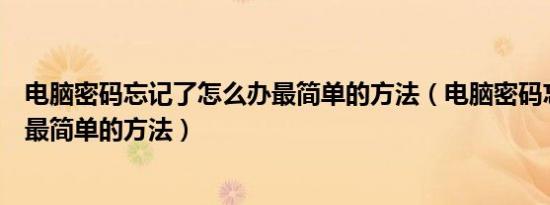 电脑密码忘记了怎么办最简单的方法（电脑密码忘了怎么办最简单的方法）