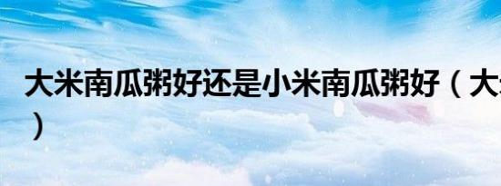 大米南瓜粥好还是小米南瓜粥好（大米南瓜粥）