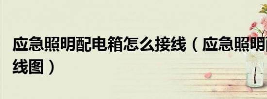 应急照明配电箱怎么接线（应急照明配电箱接线图）
