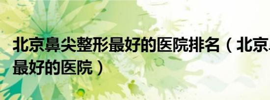 北京鼻尖整形最好的医院排名（北京鼻尖整形最好的医院）