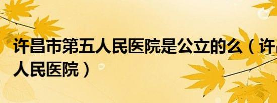 许昌市第五人民医院是公立的么（许昌市第五人民医院）