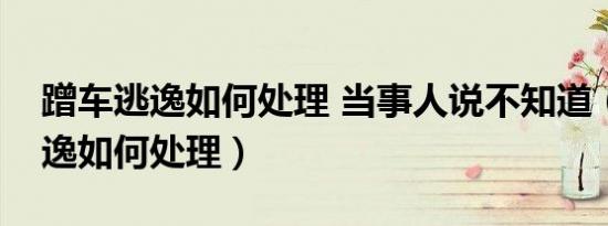 蹭车逃逸如何处理 当事人说不知道（蹭车逃逸如何处理）