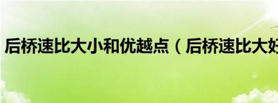 后桥速比大小和优越点（后桥速比大好小好）