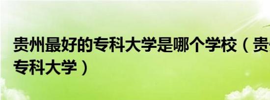 贵州最好的专科大学是哪个学校（贵州最好的专科大学）