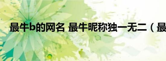 最牛b的网名 最牛昵称独一无二（最牛b）