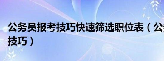 公务员报考技巧快速筛选职位表（公务员报考技巧）