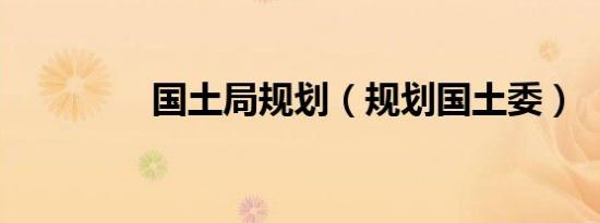 国土局规划（规划国土委）
