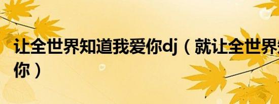 让全世界知道我爱你dj（就让全世界知道我爱你）