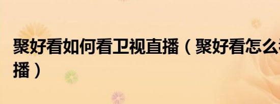 聚好看如何看卫视直播（聚好看怎么看电视直播）