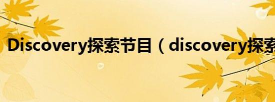 Discovery探索节目（discovery探索节目）