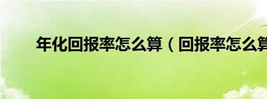年化回报率怎么算（回报率怎么算）
