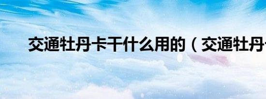 交通牡丹卡干什么用的（交通牡丹卡）