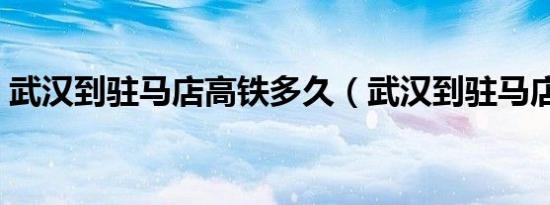 武汉到驻马店高铁多久（武汉到驻马店高铁）