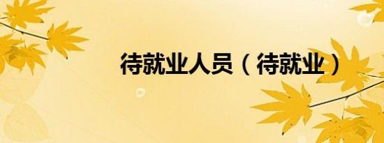 待就业人员（待就业）