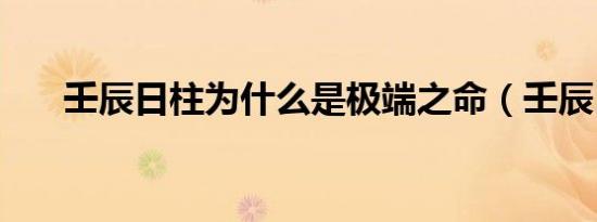壬辰日柱为什么是极端之命（壬辰日）