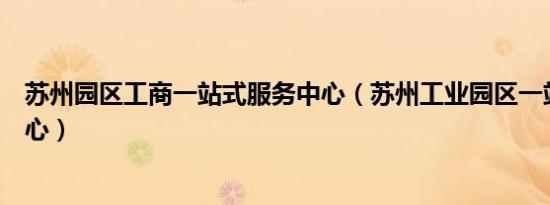 苏州园区工商一站式服务中心（苏州工业园区一站式服务中心）