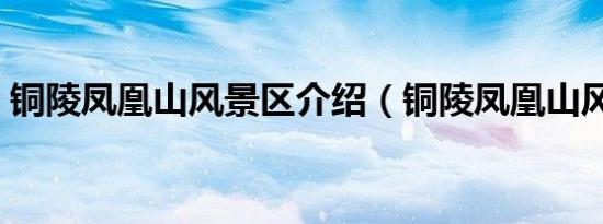 铜陵凤凰山风景区介绍（铜陵凤凰山风景区）