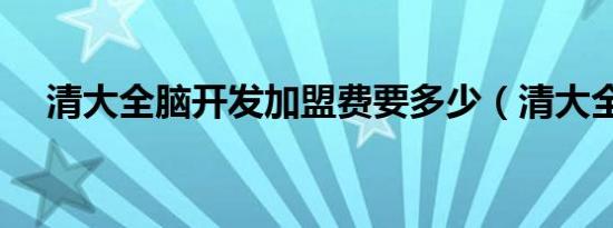 清大全脑开发加盟费要多少（清大全脑）
