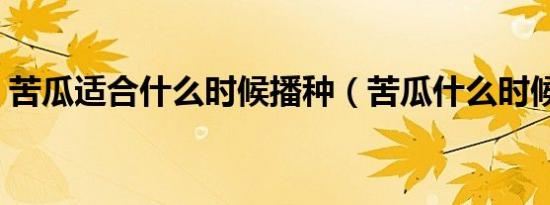 苦瓜适合什么时候播种（苦瓜什么时候种植）