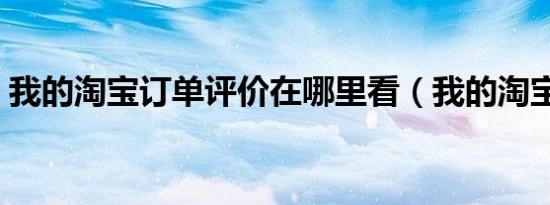 我的淘宝订单评价在哪里看（我的淘宝订单）