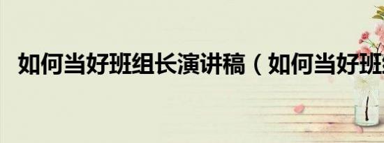 如何当好班组长演讲稿（如何当好班组长）