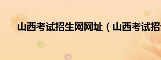 山西考试招生网网址（山西考试招生）