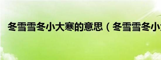 冬雪雪冬小大寒的意思（冬雪雪冬小大寒）