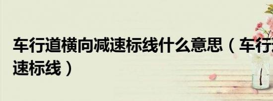 车行道横向减速标线什么意思（车行道横向减速标线）