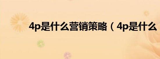 4p是什么营销策略（4p是什么）