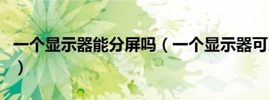 一个显示器能分屏吗（一个显示器可以分屏吗）