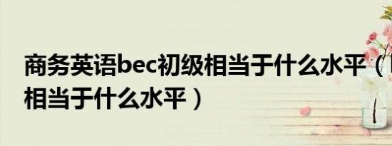 商务英语bec初级相当于什么水平（bec初级相当于什么水平）