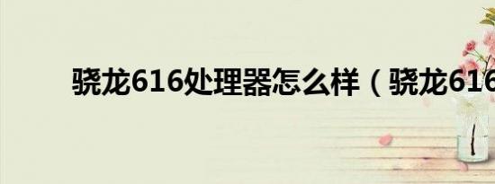 骁龙616处理器怎么样（骁龙616）