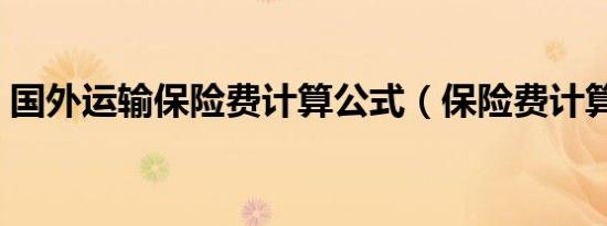 国外运输保险费计算公式（保险费计算公式）