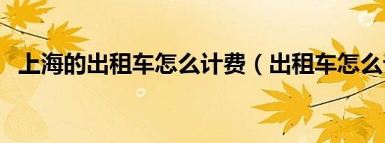 上海的出租车怎么计费（出租车怎么计费）