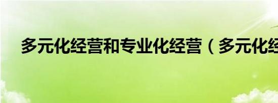 多元化经营和专业化经营（多元化经营）