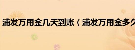 浦发万用金几天到账（浦发万用金多久到账）