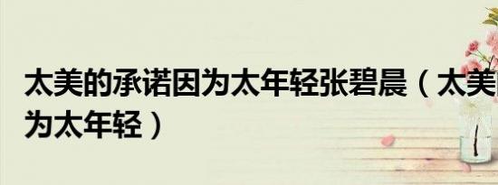 太美的承诺因为太年轻张碧晨（太美的承诺因为太年轻）
