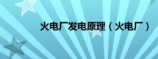 火电厂发电原理（火电厂）