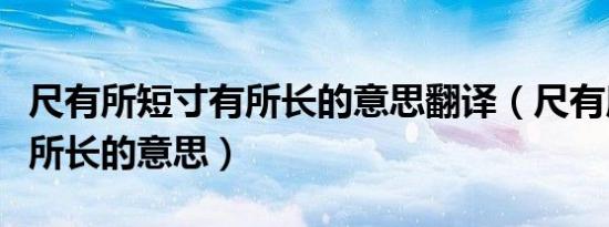 尺有所短寸有所长的意思翻译（尺有所短寸有所长的意思）