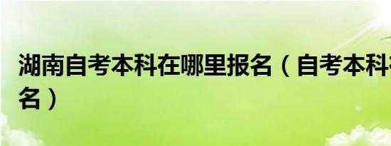 湖南自考本科在哪里报名（自考本科在哪里报名）