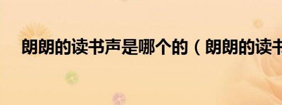 朗朗的读书声是哪个的（朗朗的读书声）