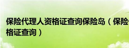 保险代理人资格证查询保险岛（保险代理人资格证查询）