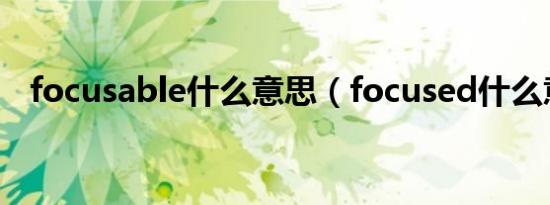 focusable什么意思（focused什么意思）