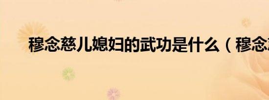 穆念慈儿媳妇的武功是什么（穆念慈）
