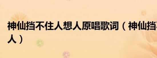 神仙挡不住人想人原唱歌词（神仙挡不住人想人）