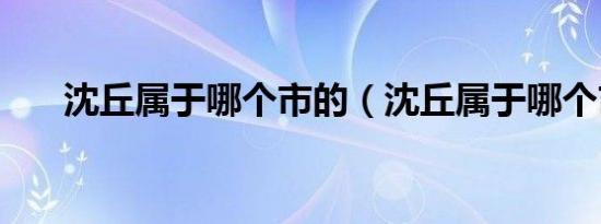 沈丘属于哪个市的（沈丘属于哪个市）