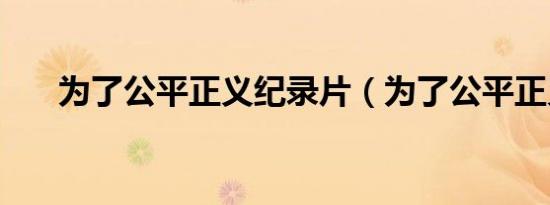 为了公平正义纪录片（为了公平正义）