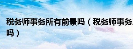 税务师事务所有前景吗（税务师事务所有前途吗）